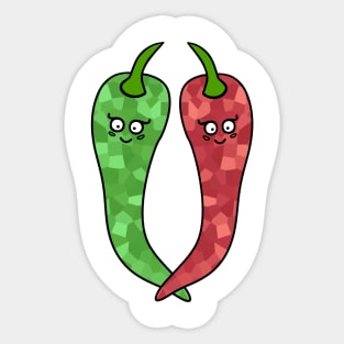 GREEN And Red Hot Peppers Spicy Food Sticker